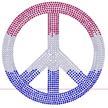 Red White and Blue Peace sign Rhinestone Transfer