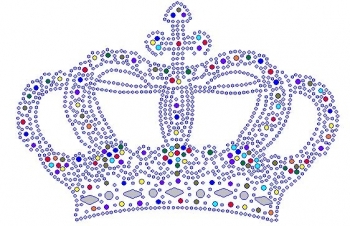 Silver and Multi color Crown Rhinestone and Rhinestud Transfer