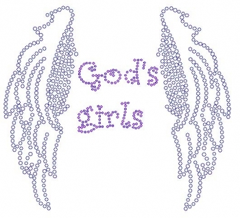 Gods Girls with Wings Rhinestone Transfer