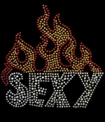 Sexy with Fire rhinestone transfer