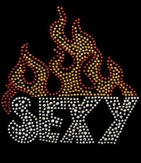 Sexy with Fire rhinestone transfer