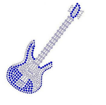 Blue Guitar Rhinestone Transfer