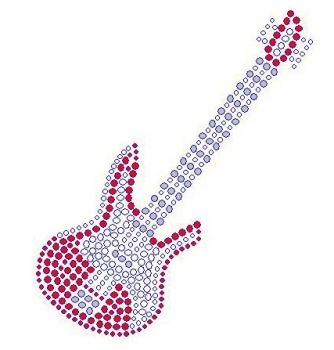 Red Guitar Rhinestone Transfer