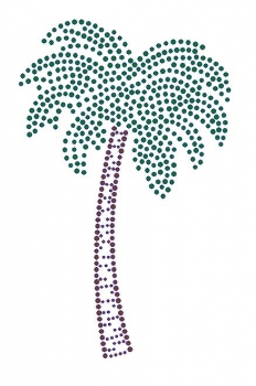 Palm Tree Leaning Right Rhinestone Transfer