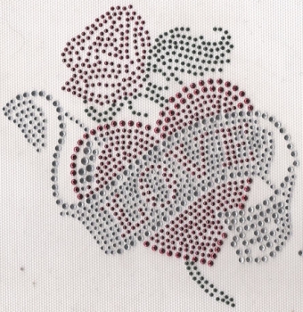 Love with heart and rose rhinestone transfer