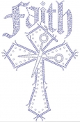 Faith Cross with Scissors and Pins Rhinestone Transfers