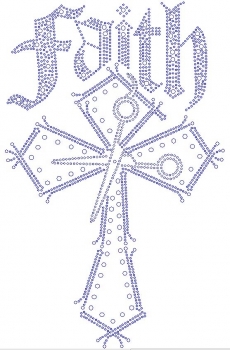 Faith Cross with Scissors and Pins Rhinestone Transfers