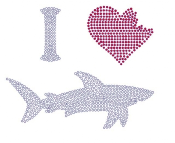 I Heart Sharks Rhinestone Transfer