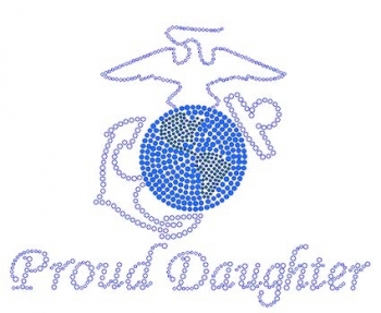 Marine Proud Daughter Rhinestone Transfer