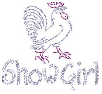 Show Girl Rooster Single Line Rhinestone Transfer