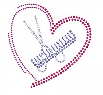 Heart with Scissors and Comb Rhinestone Transfer