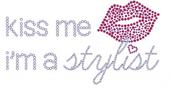 Kiss Me I'm a Stylist Rhinestone Transfer