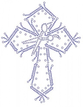 Cross with Scissors  Rhinestone Transfer