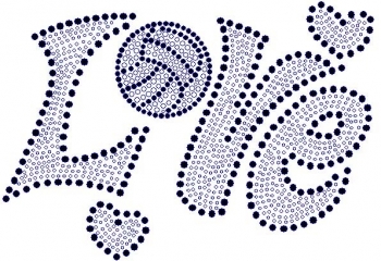 Love Volleyball Rhinestone Transfer -Black