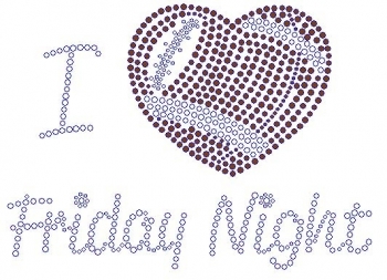 I Football Heart Friday Night Rhinestone Transfer