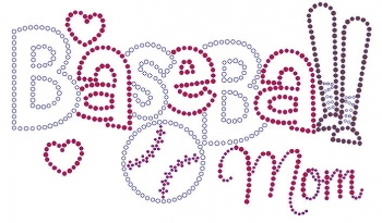 Baseball Mom with Bats rhinestone transfer