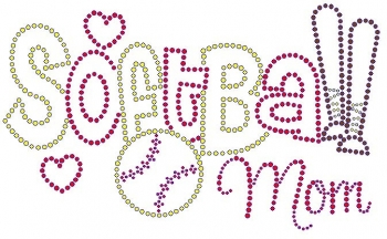 Softball Mom with Bats rhinestone transfer