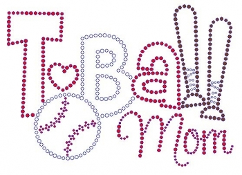 T Ball Mom with Bats rhinestone transfer