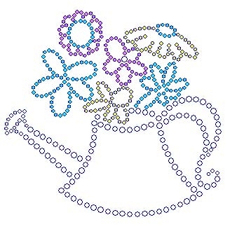 Rain Can with Flowers Rhinestone Transfer