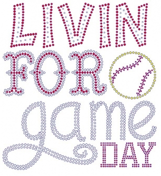 Livin for Game Day Softball Rhinestone Transfer
