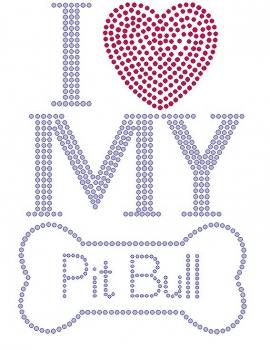 I Love My Pit Bull Rhinestone Transfer