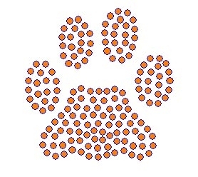 Paw Orange Rhinestone Transfer - new