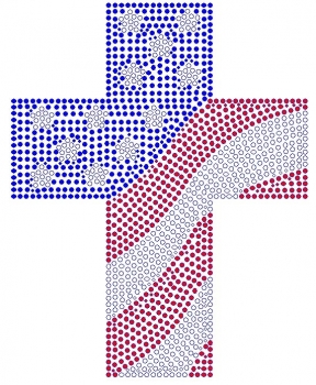 American Flag Cross Rhinestone Transfer