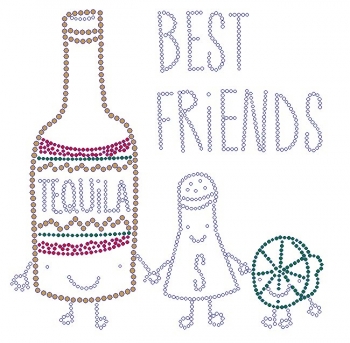 Best Friends Tequila, salt, lime Rhinestone Transfer 