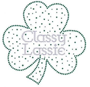 Classy Lassie four leaf clover Rhinestone Transfer