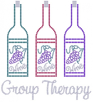 Group Therapy with Wine Bottles Rhinestone Transfer 