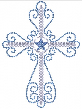 Cross with Star Rhinestone Transfer 
