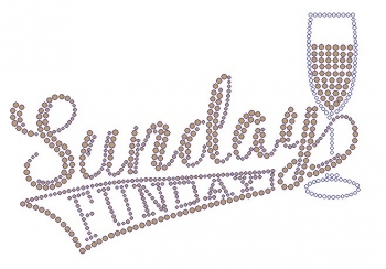 Sunday Funday with Wine Glass Rhinestone Transfer 