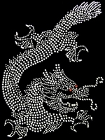Silver and Clear Dragon rhinestud transfer