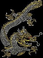 Gold Dragon rhinestud transfer