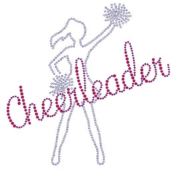 Cheerleader with Pom Pom  Rhinestone Transfer