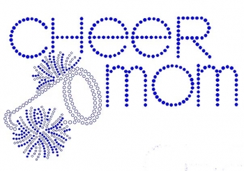 Cheer Mom with Pom Poms and Megaphone Rhinestone Transfer blue