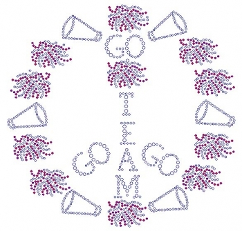 Cheer Peace Rhinestone Transfer red