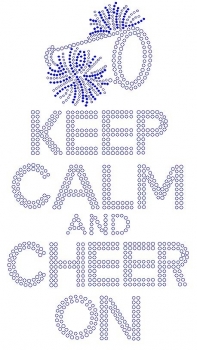 Keep Calm Cheer On Rhinestone Transfer blue