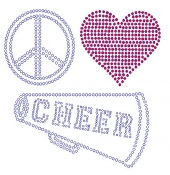 Peace Love Cheer Rhinestone Transfer