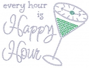 Every Hour is Happy Hour Rhinestone Transfer glass