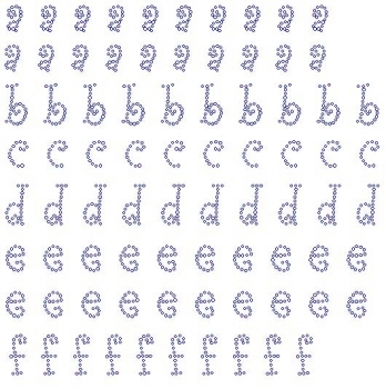Curly Font a - f Rhinestone Transfer