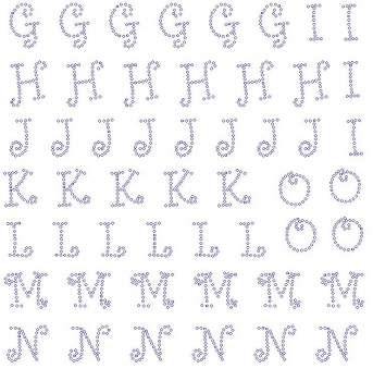 Curly Font G - O Upper case Rhinestone Transfer