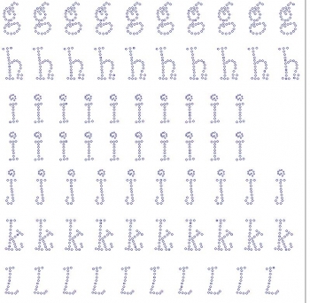 Curly Font g - l lower case Rhinestone Transfer