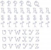 P - Z upper Case Curly Rhinestone Transfer