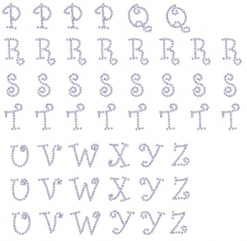 P - Z upper Case Curly Rhinestone Transfer