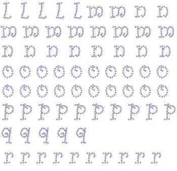 l - r lower case Curly Rhinestone Transfer