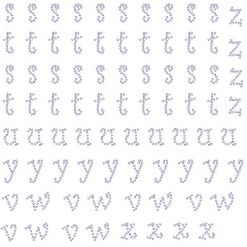 Lower Case Curly  Letters s - z  Rhinestone Transfer