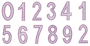 3 inch numbers 0 - 9 Siam and Clear Rhinestone Transfer