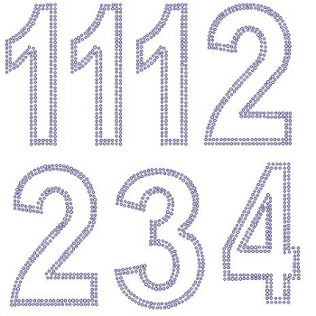 6 Inch Numbers 1-4 Rhinestone Transfer