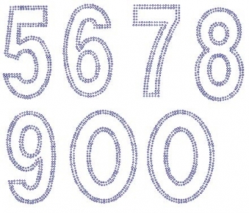 6 Inch Numbers 5 - 9 and 0 Rhinestone Transfer